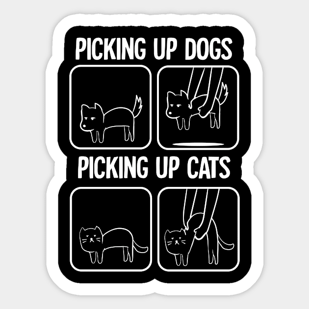 Cat Lover Picking Up dog and Cat Pet Owner Gift Sticker by 2blackcherries